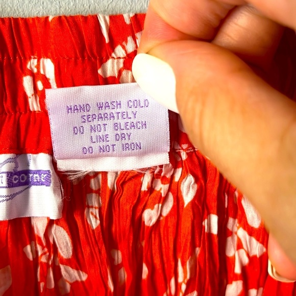 Comfort Corner Made in India 100% Cotton Red Crinkle Pleated A-Line Leaf Skirt M - Picture 6 of 6